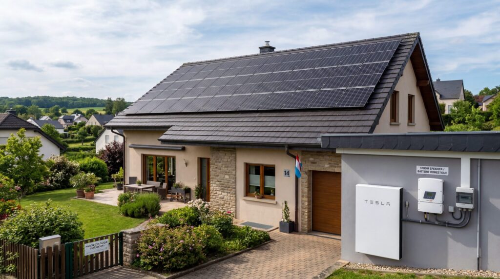Haus mit Solarmodulen in Luxemburg