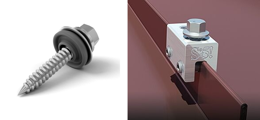 self-washing screw for trapezoidal and clamping system on metal roof 